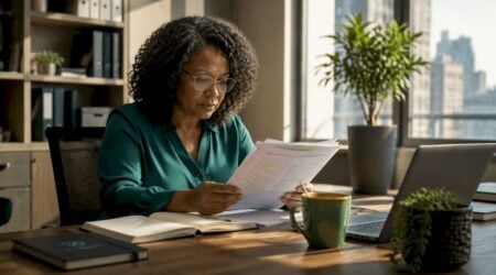 Compliance officer reading identity verification mandate