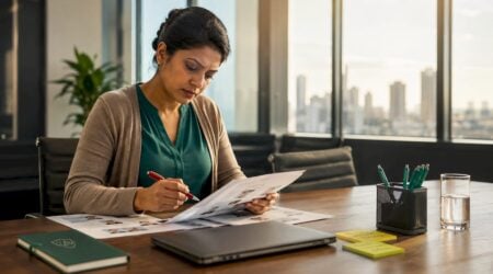 Compliance officer reviewing identity proofing documents