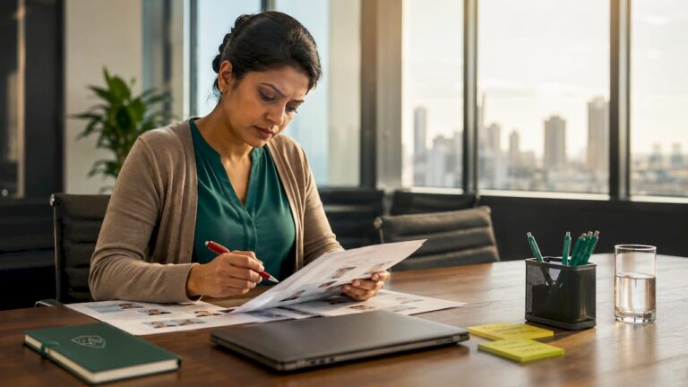 Compliance officer reviewing identity proofing documents