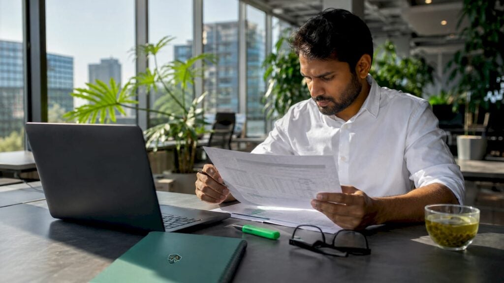 Cybersecurity analyst reviewing fraud prevention report