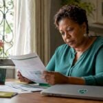 Woman studying phishing training materials