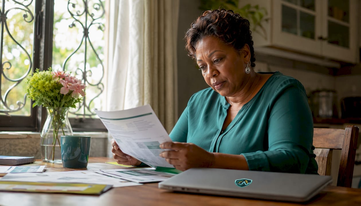 Woman studying phishing training materials