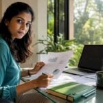 Woman reviewing fraud prevention financial reports