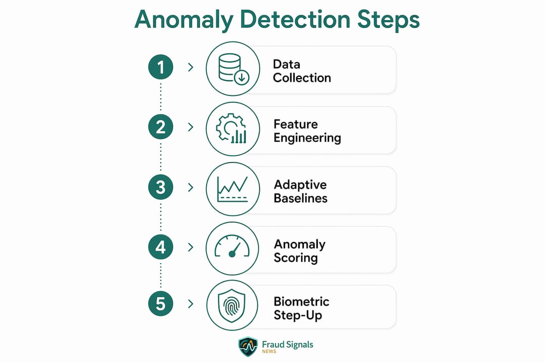Infographic illustrating anomaly detection steps