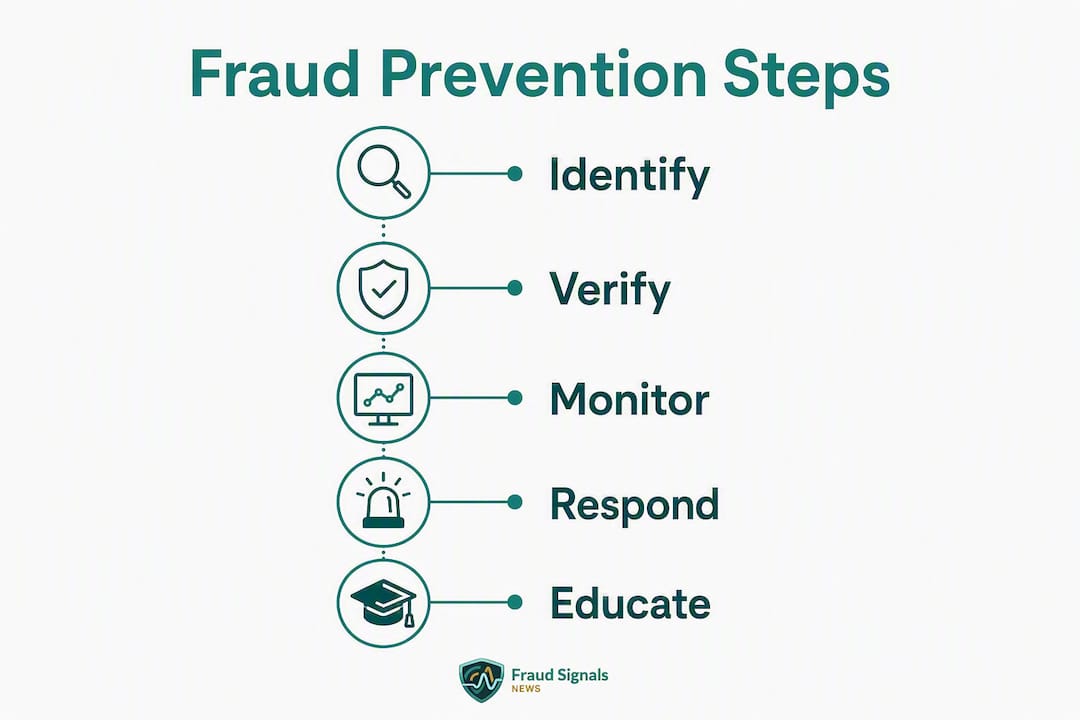 Infographic showing key steps to prevent financial identity theft