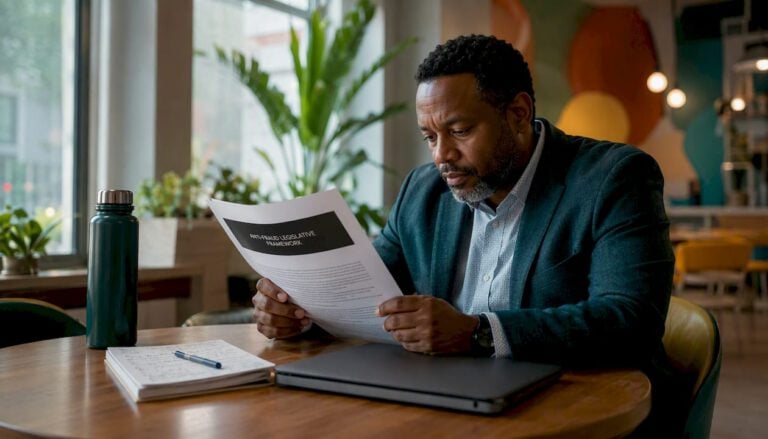 Compliance officer reviewing anti-fraud documents