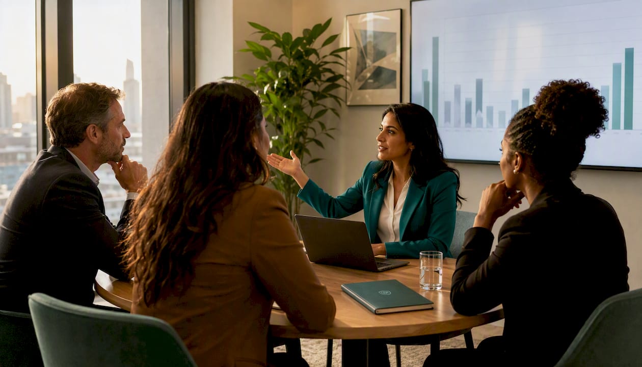 Finance team discussing fraud response strategy