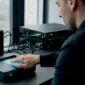 Close-up of biometric fingerprint scanning