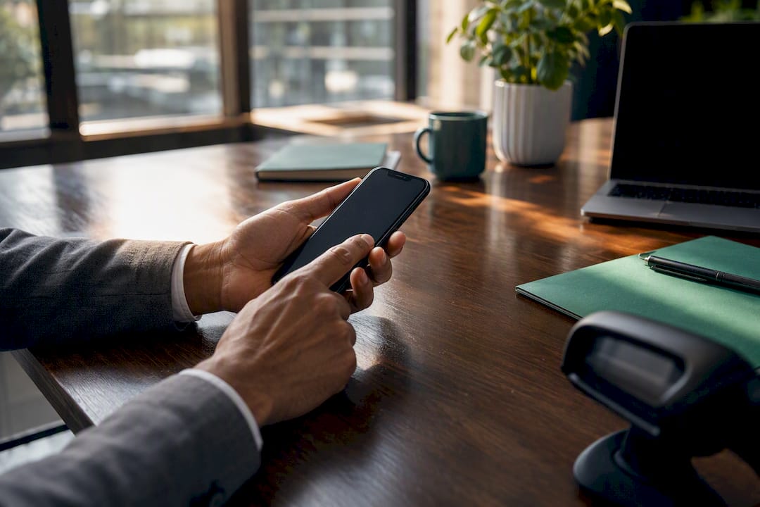 Hand entering authentication answer on smartphone