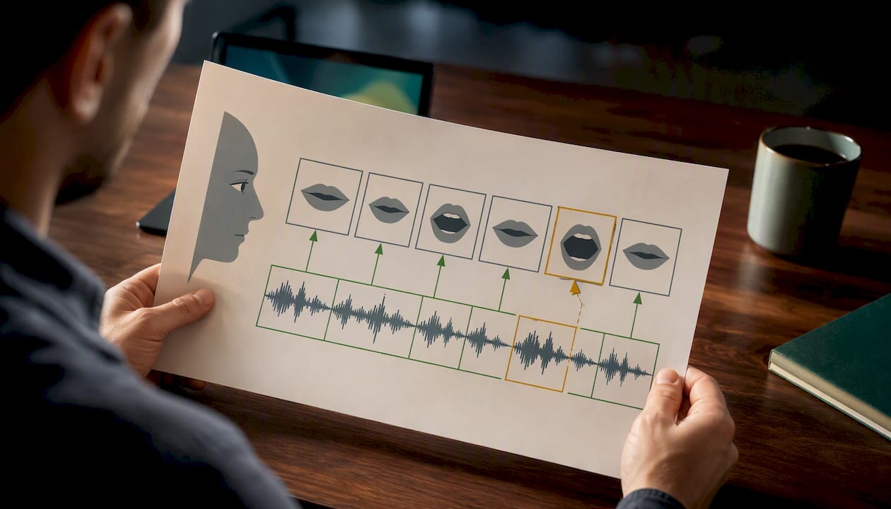 Illustration of audio and mouth alignment checks