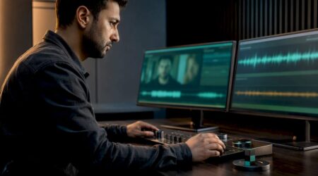 Analyst examining synchronized synthetic media evidence