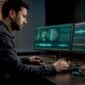 Analyst examining synchronized synthetic media evidence