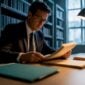 Bank examiner reviewing ownership verification files