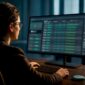 Analyst reviewing fraud alerts on monitor