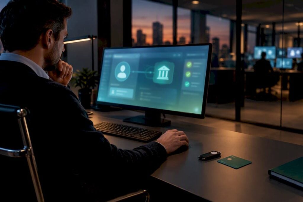 Secure bank authentication workspace with access token