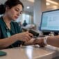 Healthcare worker verifying patient identity