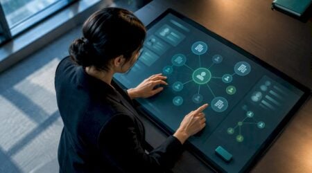 Analyst reviewing layered business ownership verification