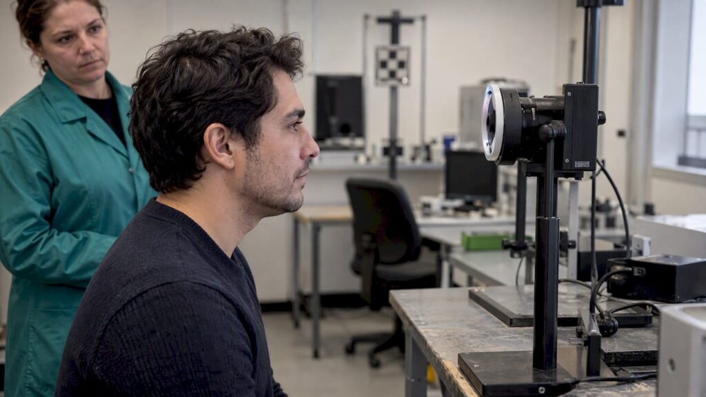 Participant undergoing biometric capture quality test