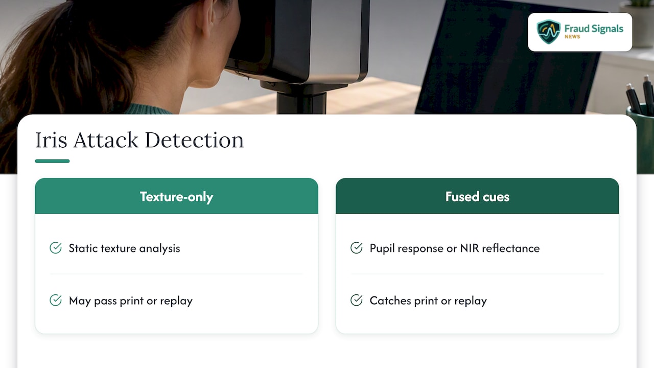 How iris liveness detection has thwarted fraud in practice — overview diagram
