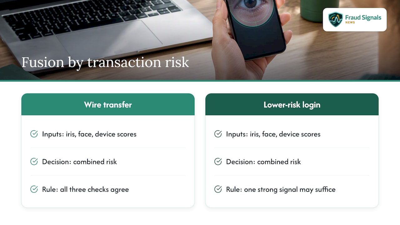 Biometric confidence scores feeding risk decisions