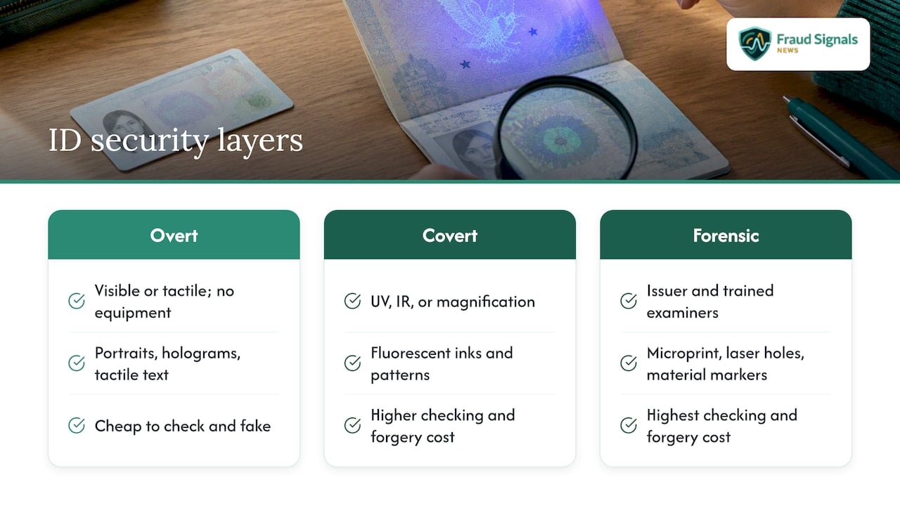 Three layers of ID security features