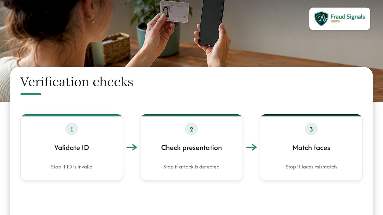Three ordered stages in selfie verification